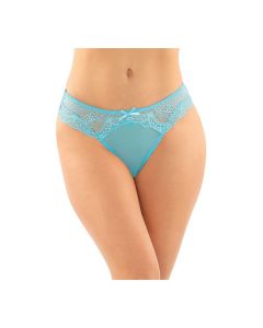 Cassia Crotchless Lace & Mesh Panty Turquoise