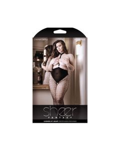 Sheer Fantasy Choker Harness Stockings w/Open Crotchless QN