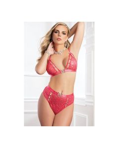 High Waist Lace Jeweled Panty & Bra Crush