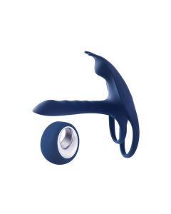 Blue Fox Vibrating Girth Enhancer Penis Sleeve - Blue