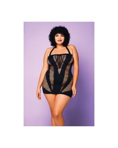 Heart of Chaos Seamless Chemise w/Halter Strap & Vertical V Cut Outs QN