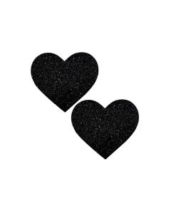 Neva Nude Black Malice Queen Status Glitter Heart Pasties - Black QN