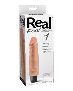 Real Feel No. 1  Long 7.5" Vibe Waterproof - Mutli-speed Flesh