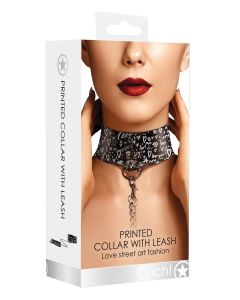 Shots Ouch Love Street Art Fashion Printed Collar w/Leash