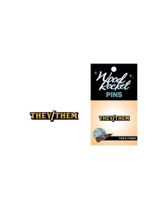 Wood Rocket They/Them Pin - Black/Gold
