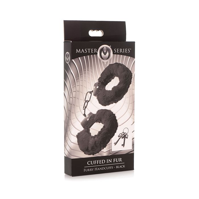 Master Series Cuffed in Fur Furry Handcuffs - Black